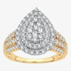 Womens 1 CT.T.W. Natural Diamond Pear Halo Engagement Ring