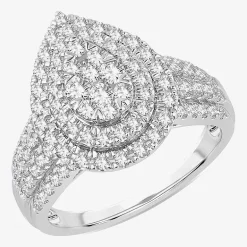 Womens 1 CT.T.W. Natural Diamond Pear Halo Engagement Ring