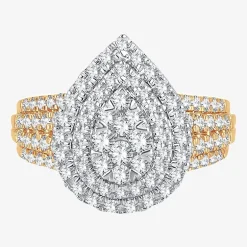 Womens 1 CT.T.W. Natural Diamond Pear Halo Engagement Ring