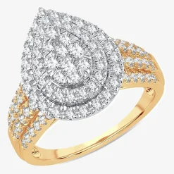 Womens 1 CT.T.W. Natural Diamond Pear Halo Engagement Ring