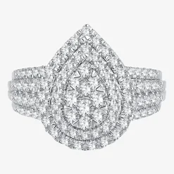Womens 1 CT.T.W. Natural Diamond Pear Halo Engagement Ring