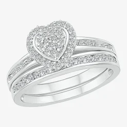 Womens 1/4 CT.T.W. Natural Diamond Sterling Silver Bridal Set