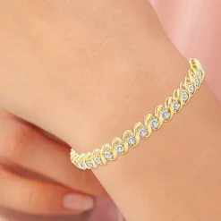 Womens 1/2 CT. T.W. Natural White Diamond 14K Gold Over Silver 7.5 Inch Tennis Bracelet