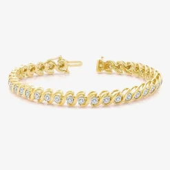 Womens 1/2 CT. T.W. Natural White Diamond 14K Gold Over Silver 7.5 Inch Tennis Bracelet