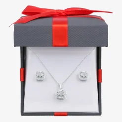 Womens 1/10 CT. T.W. Natural White Diamond Sterling Silver 2-pc. Jewelry Set