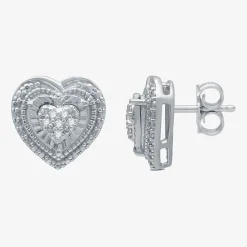 Womens 1/10 CT. T.W. Natural White Diamond Sterling Silver Heart 2-pc. Jewelry Set