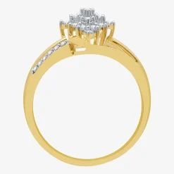 Womens 1/3 CT. T.W. Natural White Diamond 10K Gold Cluster Cocktail Ring
