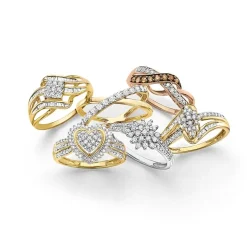Womens 1/3 CT. T.W. Natural White Diamond 10K Gold Cluster Cocktail Ring