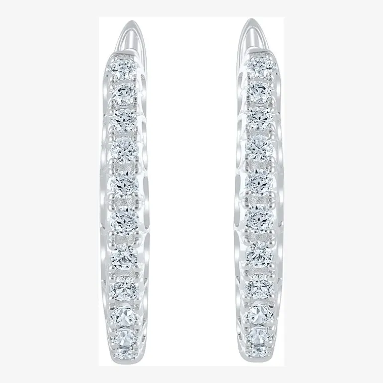 Womens 1/2 CT. T.W. Natural White Diamond 14K Gold 20.1mm Hoop Earrings