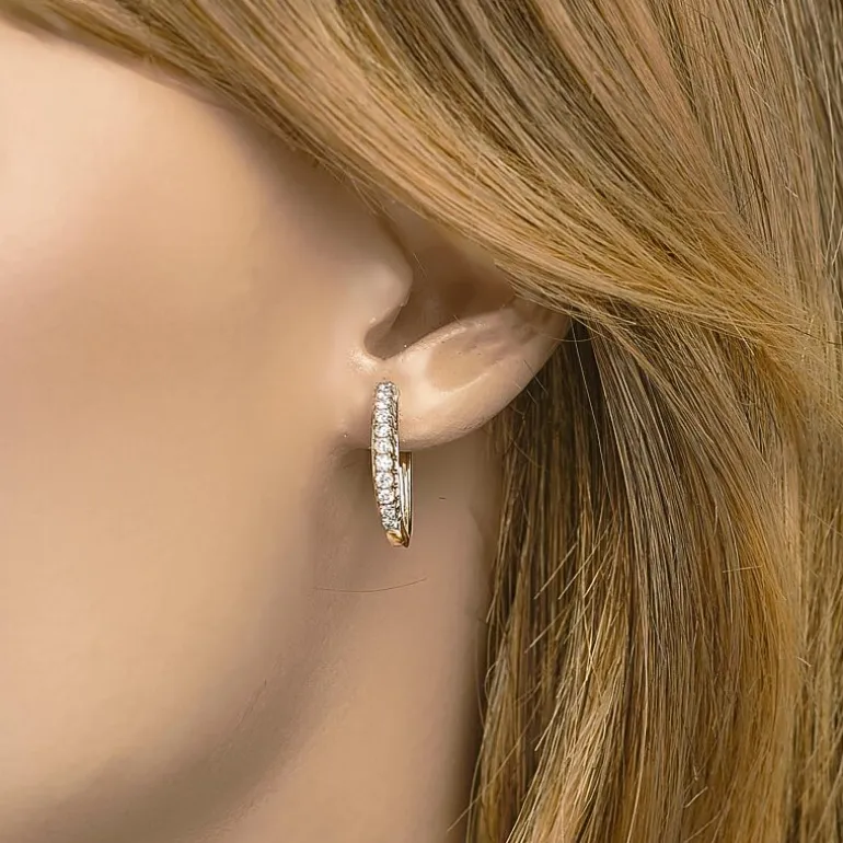 Womens 1/2 CT. T.W. Natural White Diamond 14K Gold 20.1mm Hoop Earrings