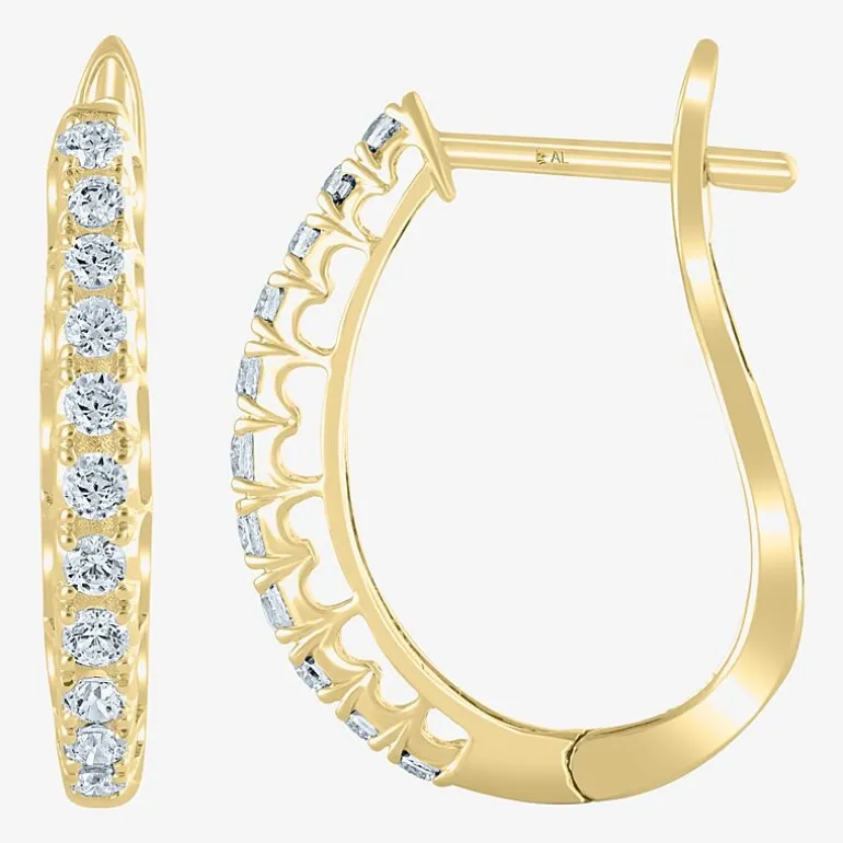Womens 1/2 CT. T.W. Natural White Diamond 14K Gold 20.1mm Hoop Earrings