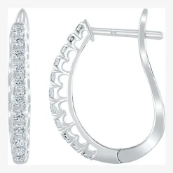 Womens 1/2 CT. T.W. Natural White Diamond 14K Gold 20.1mm Hoop Earrings