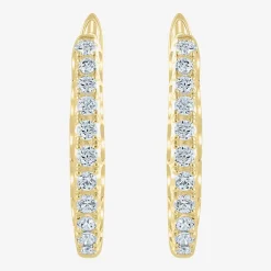 Womens 1/2 CT. T.W. Natural White Diamond 14K Gold 20.1mm Hoop Earrings