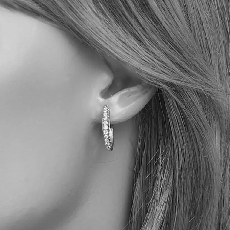 Womens 1/2 CT. T.W. Natural White Diamond 14K Gold 20.1mm Hoop Earrings
