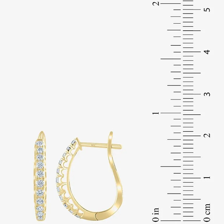 Womens 1/2 CT. T.W. Natural White Diamond 14K Gold 20.1mm Hoop Earrings