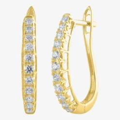 Womens 1/2 CT. T.W. Natural White Diamond 14K Gold 20.1mm Hoop Earrings