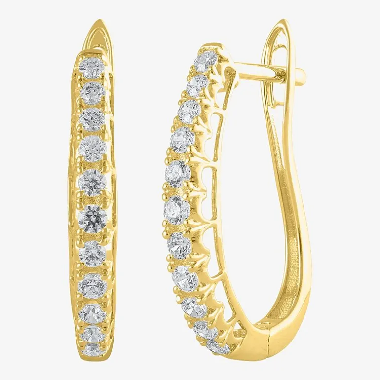 Womens 1/2 CT. T.W. Natural White Diamond 14K Gold 20.1mm Hoop Earrings