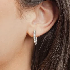 Womens 1/2 CT. T.W. Natural White Diamond 14K Gold 20.1mm Hoop Earrings