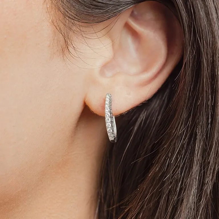 Womens 1/2 CT. T.W. Natural White Diamond 14K Gold 20.1mm Hoop Earrings