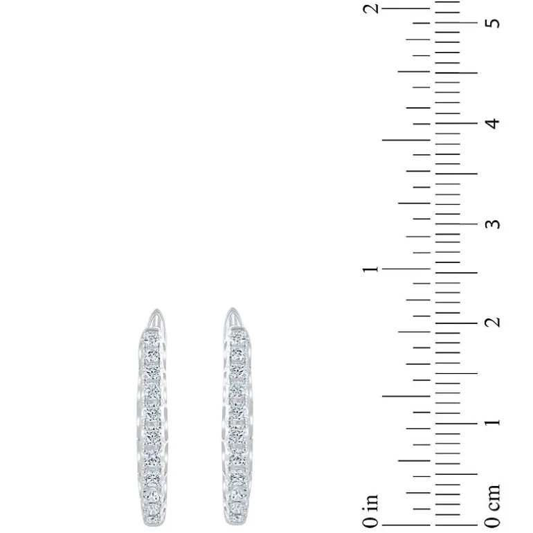 Womens 1/2 CT. T.W. Natural White Diamond 14K Gold 20.1mm Hoop Earrings