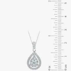 Womens 1/2 CT. T.W. Natural White Diamond 14K Gold Pear 18 Inch Pendant Necklace