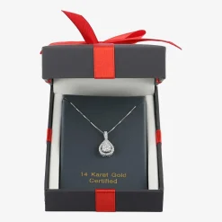 Womens 1/2 CT. T.W. Natural White Diamond 14K Gold Pear 18 Inch Pendant Necklace