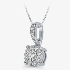 Womens 1/4 CT. T.W. Natural White Diamond 10K Gold Round 18 Inch Pendant Necklace