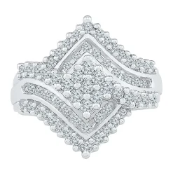 Womens 1 1/8 CT. T.W. Natural White Diamond 10K Gold Cluster Cocktail Ring