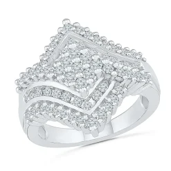 Womens 1 1/8 CT. T.W. Natural White Diamond 10K Gold Cluster Cocktail Ring