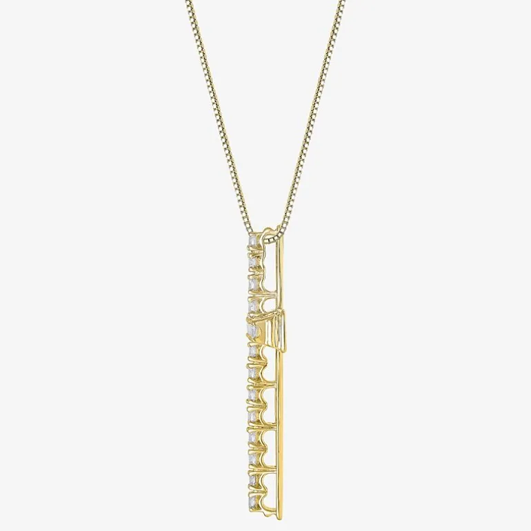 Womens 1/2 CT. T.W. Natural White Diamond 14K Gold Cross 18 Inch Pendant Necklace