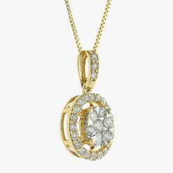 Womens 1/2 CT. T.W. Natural White Diamond 14K White or Yellow Gold Round Pendant Necklace