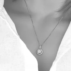 Womens 1/2 CT. T.W. Natural White Diamond 14K White or Yellow Gold Round Pendant Necklace