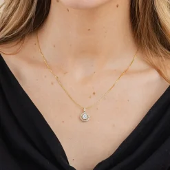 Womens 1/2 CT. T.W. Natural White Diamond 14K White or Yellow Gold Round Pendant Necklace