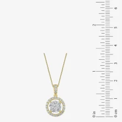 Womens 1/2 CT. T.W. Natural White Diamond 14K White or Yellow Gold Round Pendant Necklace