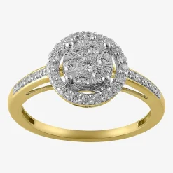 Womens 1/2 CT. T.W. Natural White Diamond 14K Gold Round Halo Cocktail Ring