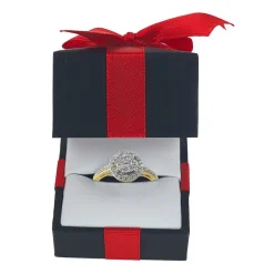 Womens 1/2 CT. T.W. Natural White Diamond 14K Gold Round Halo Cocktail Ring