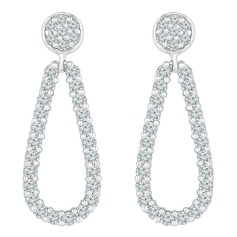 Womens 3/4 CT. T.W. Natural White Diamond 10K Gold Drop Earrings