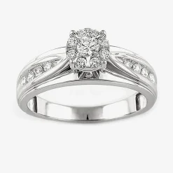 Womens 1/2 CT. T.W. Natural White Diamond 10K Gold Round Side Stone Bridal Set