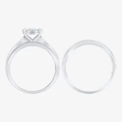 Womens 1 CT. T.W. Natural White Diamond 10K Gold Round Side Stone Bridal Set