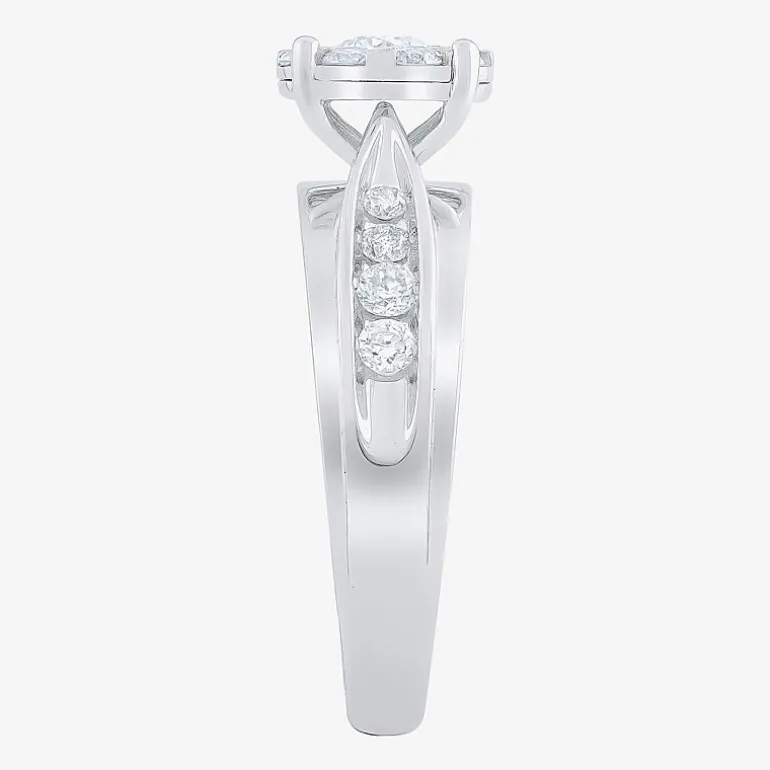 Womens 1 CT. T.W. Natural White Diamond 10K Gold Round Side Stone Bridal Set