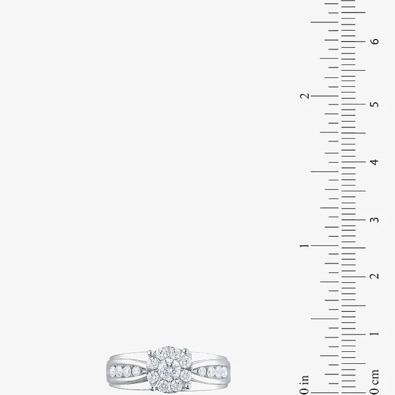 Womens 1 CT. T.W. Natural White Diamond 10K Gold Round Side Stone Bridal Set