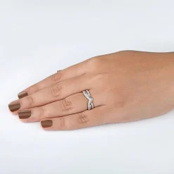 Womens 1/2 CT. T.W. Natural White Diamond 10K Gold Chevron Wedding Band