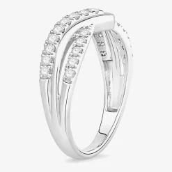 Womens 1/2 CT. T.W. Natural White Diamond 10K Gold Chevron Wedding Band