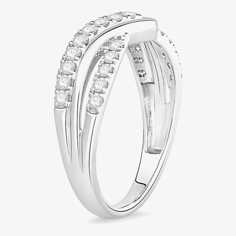 Womens 1/2 CT. T.W. Natural White Diamond 10K Gold Chevron Wedding Band