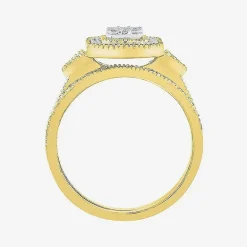 Womens 3/8 CT. T.W. Natural White Diamond 10K Gold Cushion Bridal Set