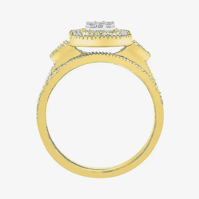 Womens 4 CT. T.W. Natural White Diamond 10K Gold Oval Halo Engagement Ring