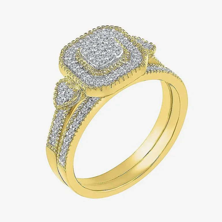 Womens 4 CT. T.W. Natural White Diamond 10K Gold Oval Halo Engagement Ring