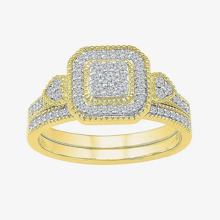 Womens 4 CT. T.W. Natural White Diamond 10K Gold Oval Halo Engagement Ring