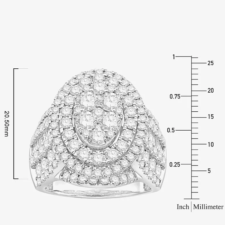 Womens 4 CT. T.W. Natural White Diamond 10K Gold Oval Halo Engagement Ring
