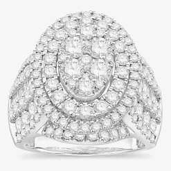 Womens 4 CT. T.W. Natural White Diamond 10K Gold Oval Halo Engagement Ring